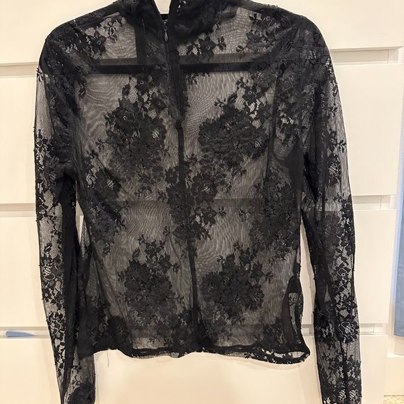 Mango Mesh Floral Mock-Neck Top - Picture 2 of 6